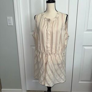 NWT Lane‎ Bryant Sleeveless Metallic Striped Top Cream and Pink buttons Plus 16
